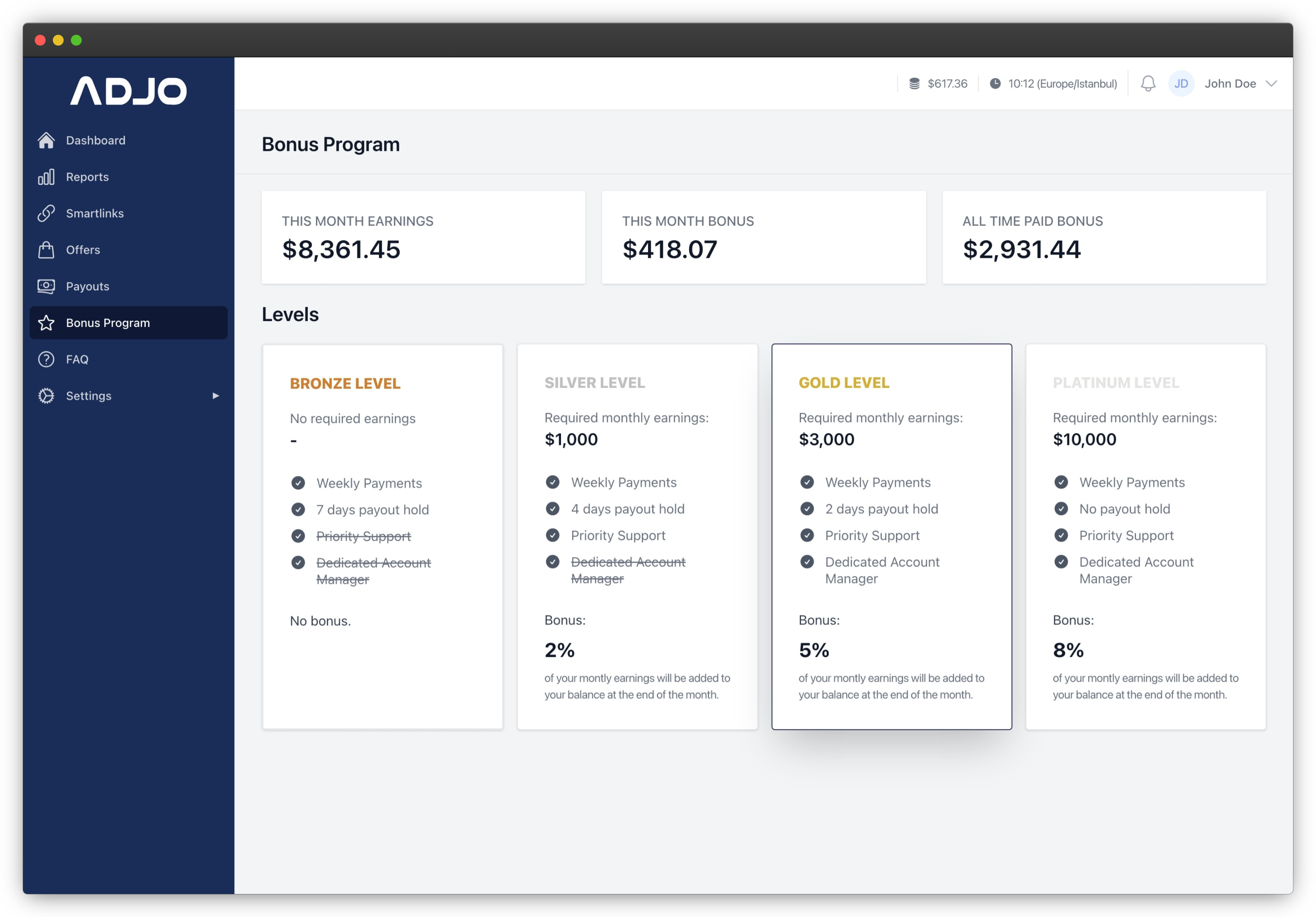 Customer profile user interface